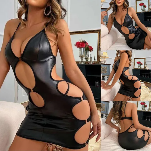 Sexy Black Hollow Lingerie Dress