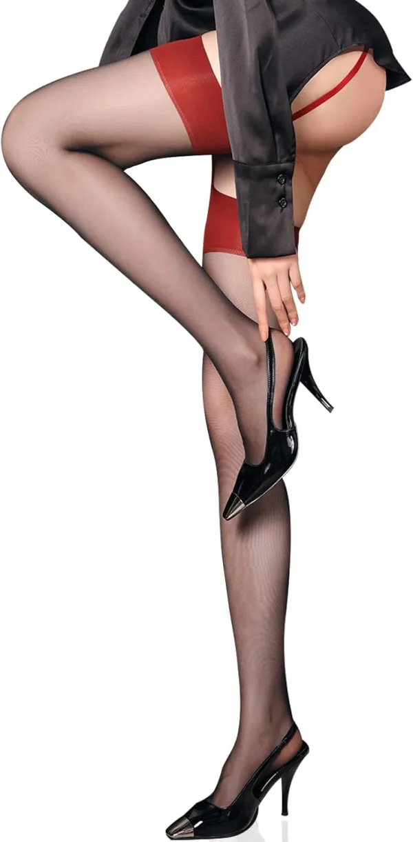 Lace Trim Thigh High Stockings